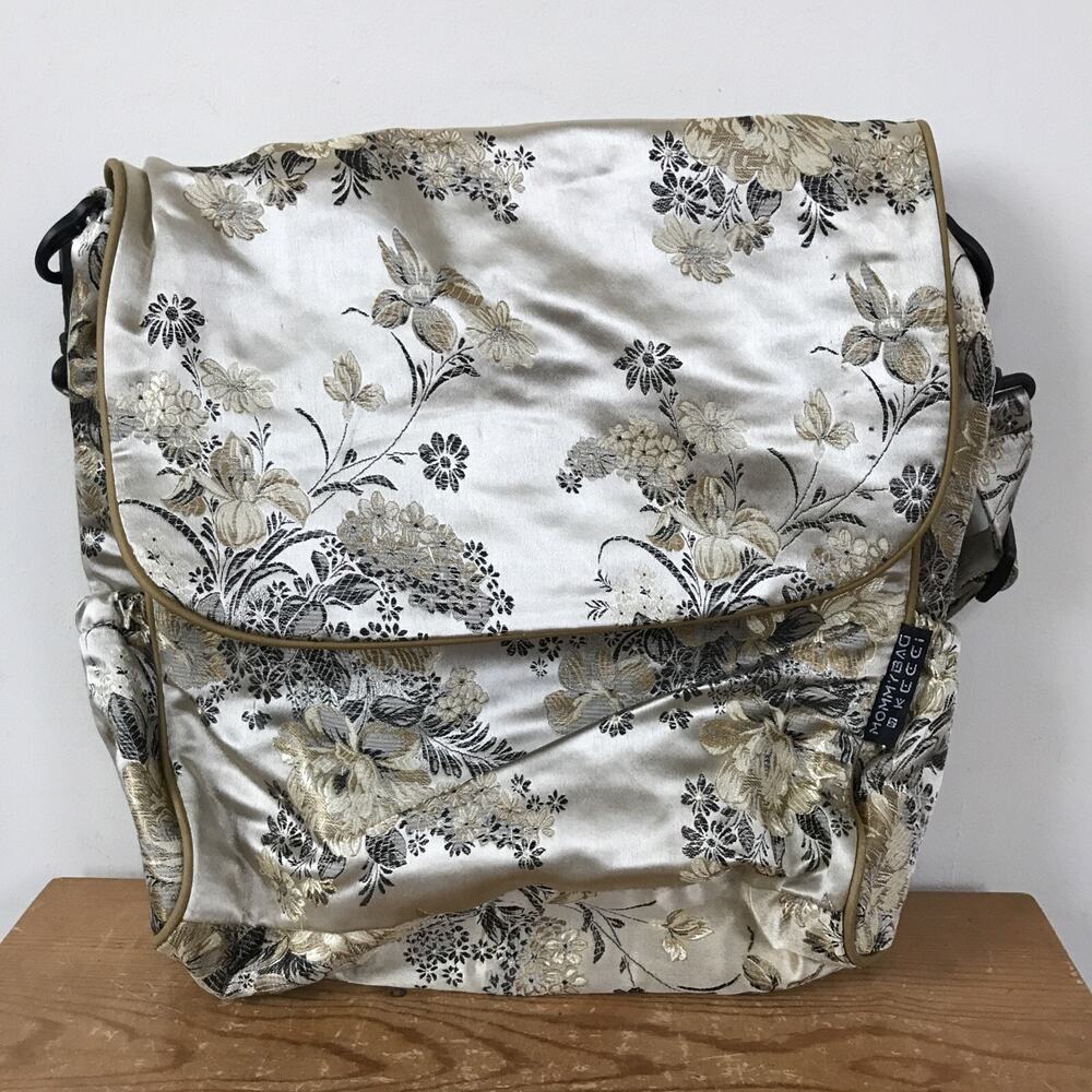 Mommy Bag Kecci Baby Diaper Bottle Asian Gold Floral Silk Shoulder Messenger Bag